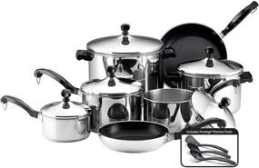 img 4 attached to Farberware Classic Stainless Steel Cookware Set, 15-Piece | Reliable Pots and Pans for Every Kitchen | 50049, Silver