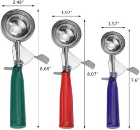 img 3 attached to 🍦 Mifengda 3 Sizes Ice Cream Scoops with Trigger Release - Cake Trigger Cookie Scoop Set - Stainless Steel Spoon Scoopers with Plastic Handle - Ideal for Kids & Families, Available in 3 Colors (Green, Red, Purple)