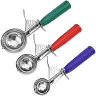 🍦 mifengda 3 sizes ice cream scoops with trigger release - cake trigger cookie scoop set - stainless steel spoon scoopers with plastic handle - ideal for kids & families, available in 3 colors (green, red, purple) logo