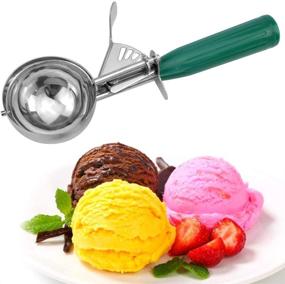 img 1 attached to 🍦 Mifengda 3 Sizes Ice Cream Scoops with Trigger Release - Cake Trigger Cookie Scoop Set - Stainless Steel Spoon Scoopers with Plastic Handle - Ideal for Kids & Families, Available in 3 Colors (Green, Red, Purple)