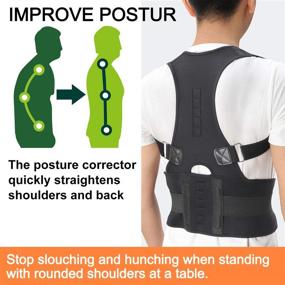 img 3 attached to 🩺 ORANDESIGNE Magnetic Back Brace Posture Corrector - Adjustable Support for Improved Posture and Lumbar Comfort - Scoliosis Back Humpback Correction Belt with 2 Straps