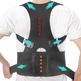 img 2 attached to 🩺 ORANDESIGNE Magnetic Back Brace Posture Corrector - Adjustable Support for Improved Posture and Lumbar Comfort - Scoliosis Back Humpback Correction Belt with 2 Straps