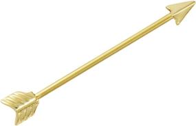img 3 attached to ⚡️ Premium Gold IP Plated Surgical Steel Arrow Industrial Piercing Barbell - Forbidden Body Jewelry 14g 38mm (1.5 Inch)