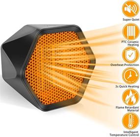 img 3 attached to 🔥 Dheera Electric Space Heater: Portable Ceramic Heater with Thermostat, 600/1000 Watts, Overheat Protection - Ideal for Office, Bedroom, and Kitchen (Black)