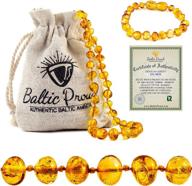 📿 baltic amber necklace and bracelet gift set - certified premium quality raw honey baltic sea amber (unisex, 12.5 inches necklace, 5.5 inches bracelet) logo