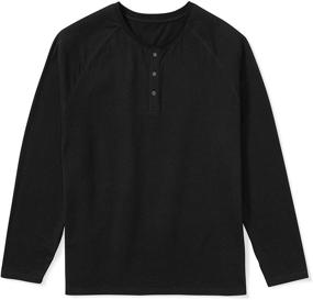 img 3 attached to 👕 Мужская черная футболка с длинным рукавом Henley - Основная одежда Amazon