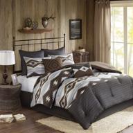 🛏️ woolrich bitter creek oversized comforter set grey/brown queen: cozy and stylish bedding for ultimate comfort logo