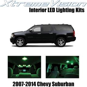 img 4 attached to Xtremevision внутренний светодиод для Chevy Suburban 2007-2014 (14 штук) Зеленый комплект светодиодных ламп для салона с инструментом для установки