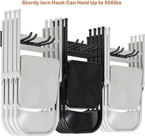 img 3 attached to 🔧 Wall Mounted Garage Tool Storage Organizers with 6 Removable Hooks and 3 Boards | Heavy Duty Powder Coated Steel Hanger Rack for Garden Tools, Bikes, Chairs, Brooms, Mops, Rakes, Shovels & More