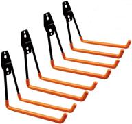 🔧 premium steel garage storage utility hooks: wall mount heavy duty hanger & organizer - set of 4, holds up to 55lbs, ideal for ladder, chairs, and heavy tools logo