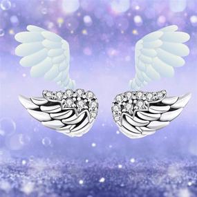 img 2 attached to S925 Sterling Silver Angel Wing Stud Earrings 👼 - Exquisite Cubic Zirconia adornments for Women and Girls