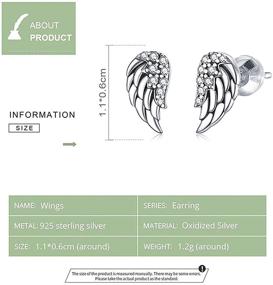 img 1 attached to S925 Sterling Silver Angel Wing Stud Earrings 👼 - Exquisite Cubic Zirconia adornments for Women and Girls