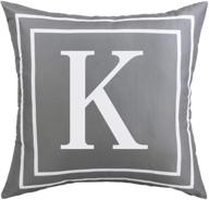 🛏️ fascidorm gray pillow cover with english alphabet k - modern cushion cover for sofa bed chair car - 18 x 18 inch square pillowcase decoration логотип