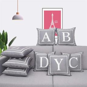 img 3 attached to 🛏️ Fascidorm Gray Pillow Cover with English Alphabet K - Modern Cushion Cover for Sofa Bed Chair Car - 18 x 18 Inch Square Pillowcase Decoration