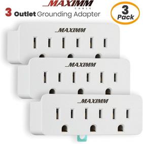 img 3 attached to Maximm (3-Pack) 3 Outlet Grounding Adapter: Convert 🔌 2-Prong Outlet to 3-Wire Grounding Outlets, ETL Listed - White