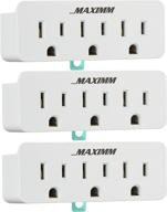 maximm (3-pack) 3 outlet grounding adapter: convert 🔌 2-prong outlet to 3-wire grounding outlets, etl listed - white logo