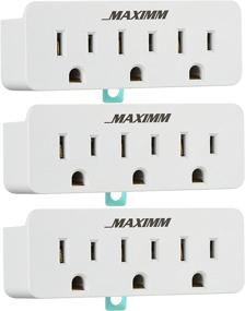 img 4 attached to Maximm (3-Pack) 3 Outlet Grounding Adapter: Convert 🔌 2-Prong Outlet to 3-Wire Grounding Outlets, ETL Listed - White