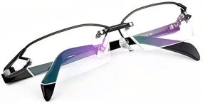 img 4 attached to Geometric Business 👓 Eyeglasses: Semi Rimless Titanium