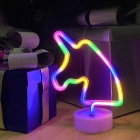 img 4 attached to DANIDEER LED Neon Sign for Kids' Bedroom Table Decoration with Base - Unique Gift for Any Occasion (Unicorn Design)