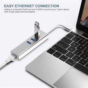 img 3 attached to USB C to Ethernet Adapter Hub, USB 3.0 Gigabit Ethernet Hub for USB C Type C Thunderbolt 3 / MacBook / MacBook Pro / XPS and More
