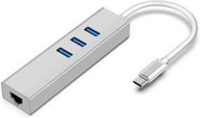 img 4 attached to USB C to Ethernet Adapter Hub, USB 3.0 Gigabit Ethernet Hub for USB C Type C Thunderbolt 3 / MacBook / MacBook Pro / XPS and More