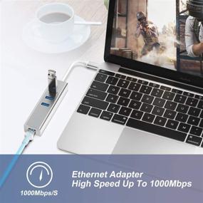 img 2 attached to USB C to Ethernet Adapter Hub, USB 3.0 Gigabit Ethernet Hub for USB C Type C Thunderbolt 3 / MacBook / MacBook Pro / XPS and More