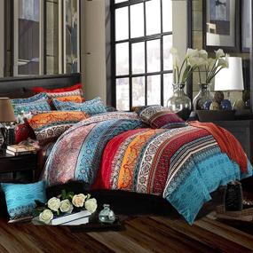 img 4 attached to Luxton Bohemian Floral Duvet Cover Queen: Quilt Cover Set with Boho Mandala Striped Design - Lightweight, Soft Microfibre - Includes 1 Comforter Cover and 2 Pillowcases (3 Piece, Queen Size)