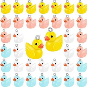 img 4 attached to 40 Slime Charms Ducks - Mini Resin Ducks Pendants for DIY Bracelets, Necklaces, Earrings, Keychains - Yellow, Blue, Pink, White