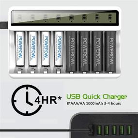 img 2 attached to 🔋 POWEROWL 8 Bay AA AAA Battery Charger with LCD Display (USB Quick Charge, Independent Slot) for Rechargeable Ni-MH Ni-CD Batteries