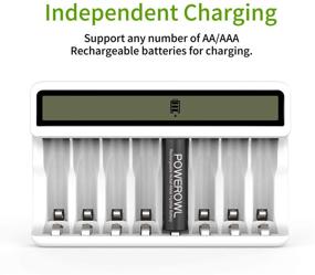 img 1 attached to 🔋 POWEROWL 8 Bay AA AAA Battery Charger with LCD Display (USB Quick Charge, Independent Slot) for Rechargeable Ni-MH Ni-CD Batteries