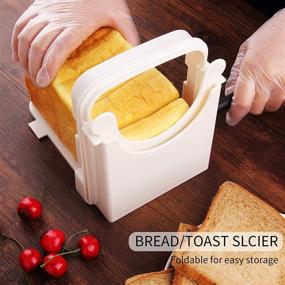 img 3 attached to 🍞 Lamoutor Adjustable Bread Slicer Guide - Bread Roast Loaf Cutter with Bagel Cutter - Foldable Sandwich Slicing Machine offering 5 Slice Thicknesses