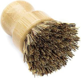 img 3 attached to 🌿 Natural Bamboo Cleaning Scrub Brush with Coconut Bristles - Perfect 2-Pack for Deep Cleaning Cast Iron Skillet, Pots, and Pans with a Rich Color