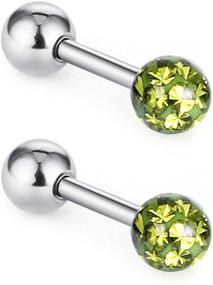 img 4 attached to 💎 Cottvott Stainless Steel Epoxy Rhinestone Stud Earrings - Hypoallergenic for Women with Sensitive Ears (16G/1.2mm Post)