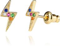 💫 lavla rainbow hoop earrings: stylish 18k gold plated crystal studs for women & teen girls logo