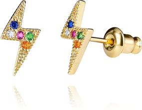 img 4 attached to 💫 LAVLA Rainbow Hoop Earrings: Stylish 18k Gold Plated Crystal Studs for Women & Teen Girls