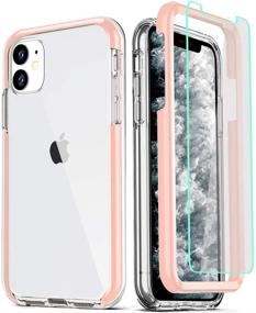 img 4 attached to 📱 COOLQO iPhone 11 Case with 2x Tempered Glass Screen Protector - Clear Full Body Coverage, Heavy Duty Shockproof Pink Defender Phone Protective Cover - Hard PC+Soft Silicone TPU, 3in1 Design