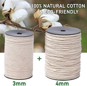 img 2 attached to Macrame Cord Rolls Kit - 3mm and 4mm, 220 Yards Long, Wooden Rings/Beads - 100% Unbleached Cotton Rope for DIY Home Decor Crafts Projects: Planters, Wall Decorations, Gift Wrapping