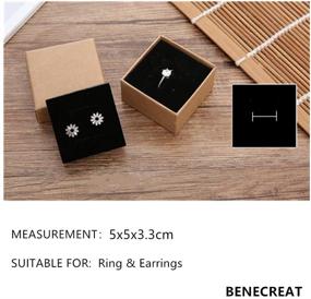 img 1 attached to 🎁 24 шт BENECREAT Маленькие коробки для колец из крафт-бумаги - 1,88x1,8x1,33 дюйма, квадратные картонные коробки для ювелирных изделий для свадьбы, предложения и упаковки украшений