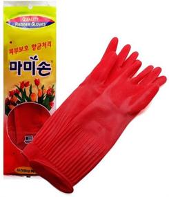 img 4 attached to 🧤 Mamison Quality Kitchen Rubber Gloves: Waterproof Non-Slip Reusable Latex (5 Pairs, XL) – Perfect for Cleaning, Car Washing, and More!