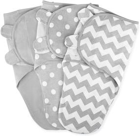 img 4 attached to 🤱 Comfy Cubs Swaddle Blanket: Easy Adjustable Sleep Sack for Newborns - 3 Pack, Unisex Design (0-3 Months) - Gray