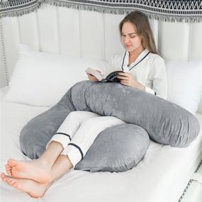 img 3 attached to 🤰 Ultimate Comfort and Support: AngQi Full Body Pregnancy Pillow - Maternity Pillow for Pregnant Women and Side Sleepers, L Shaped Body Pillow with Luxurious Removable Velvet Cover
