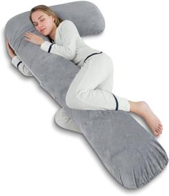 img 4 attached to 🤰 Ultimate Comfort and Support: AngQi Full Body Pregnancy Pillow - Maternity Pillow for Pregnant Women and Side Sleepers, L Shaped Body Pillow with Luxurious Removable Velvet Cover
