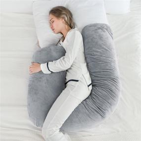 img 2 attached to 🤰 Ultimate Comfort and Support: AngQi Full Body Pregnancy Pillow - Maternity Pillow for Pregnant Women and Side Sleepers, L Shaped Body Pillow with Luxurious Removable Velvet Cover
