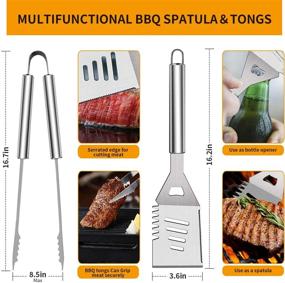 img 3 attached to 🔥 BearMoo BBQ Grilling Accessories Set - 26 PCS Stainless Steel Grilling Kit for Men and Women, Barbecue Utensils for Camping, Kitchen - Includes Thermometer and Meat Injector