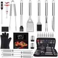 🔥 bearmoo bbq grilling accessories set - 26 pcs stainless steel grilling kit for men and women, barbecue utensils for camping, kitchen - includes thermometer and meat injector logo