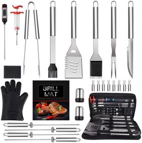 img 4 attached to 🔥 BearMoo BBQ Grilling Accessories Set - 26 PCS Stainless Steel Grilling Kit for Men and Women, Barbecue Utensils for Camping, Kitchen - Includes Thermometer and Meat Injector