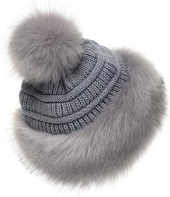 img 3 attached to 🎩 Soul Young Women's Faux Fur Hat - Black Russian Cossack Knit Pompom Snow Cap for Winter (White)