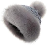 🎩 soul young women's faux fur hat - black russian cossack knit pompom snow cap for winter (white) logo