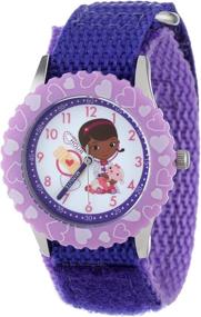 img 2 attached to 🌟 Disney Kids' Doc McStuffins Stainless Steel Time Teacher Watch with Printed Bezel and Purple Nylon Strap - W000911