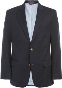 img 4 attached to 👔 Tommy Hilfiger Boys' Alexander Blazer: Single Breasted with Pocket Square, Solid Color and Striped Lining for a Sharp Look